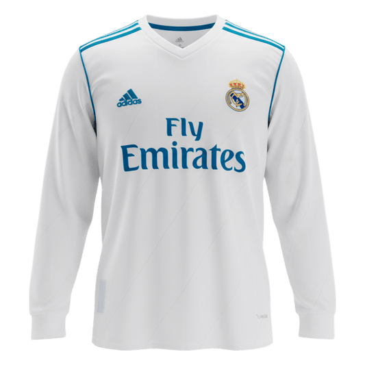 Retro Men's Real Madrid 2017/18 Home Long Sleeve Soccer Jersey