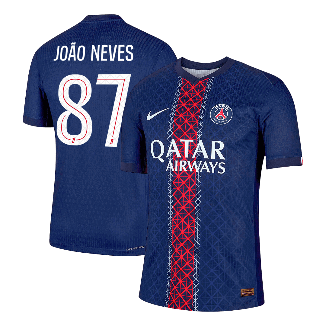 JOÃO NEVES #87 Men's PSG 2025/26 Player Version Home Soccer Jersey - Slim Fit