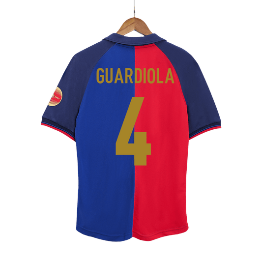 Barcelona 1999/00 Retro Home Soccer Jersey - GUARDIOLA #4 - 100th Anniversary