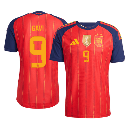 GAVI #9 Men's Spain World Cup 2026 Player Version Champion Edition Home Soccer Jersey - Slim Fit
