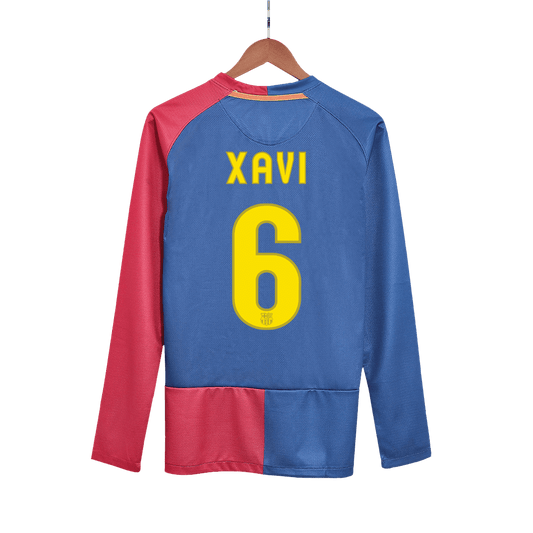Barcelona 2008/09 Retro Long Sleeve Home Soccer Jersey - XAVI #6 – UCL Final