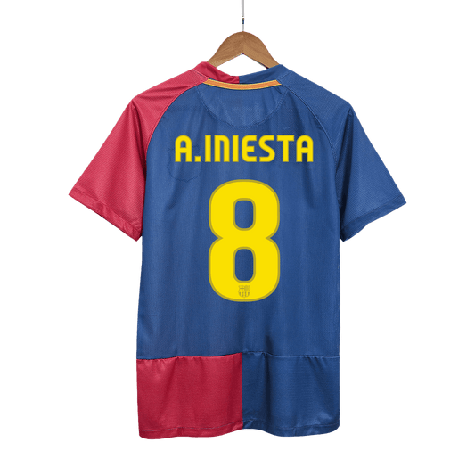 Retro A.INIESTA #8 Men's Barcelona UCL UCL Final 2008/09 Home Soccer Jersey