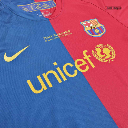 Retro Men's Barcelona UCL UCL Final 2008/09 Home Long Sleeve Soccer Jersey