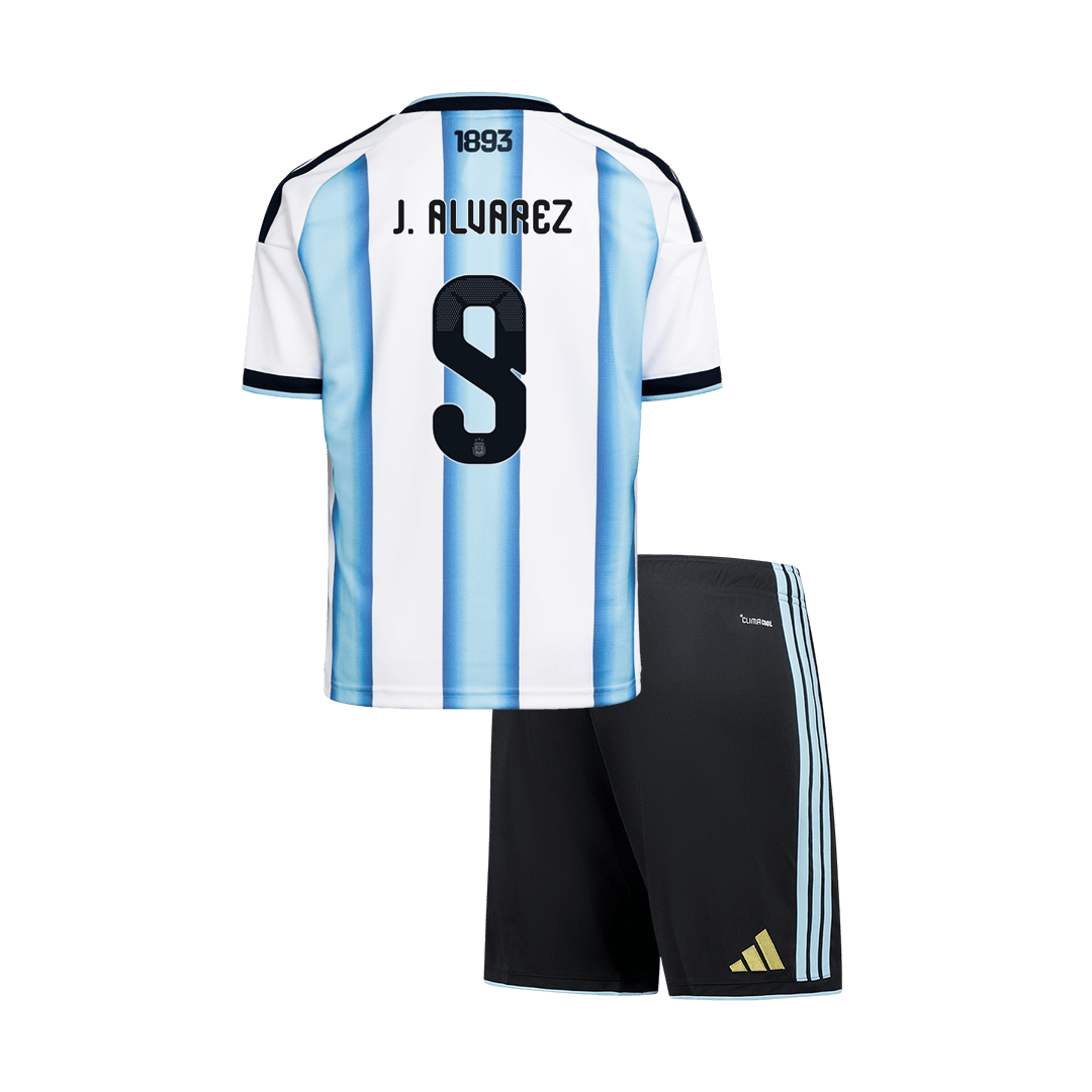 Kids Argentina World Cup 2026 Home Soccer Kit - J. ALVAREZ #9