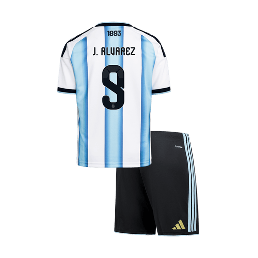 Kids Argentina World Cup 2026 Home Soccer Kit - J. ALVAREZ #9