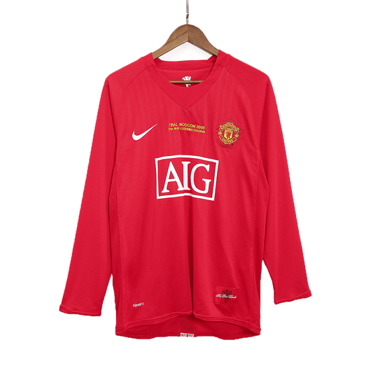 Retro Men's Manchester United 2007/08 Home Long Sleeve Soccer Jersey