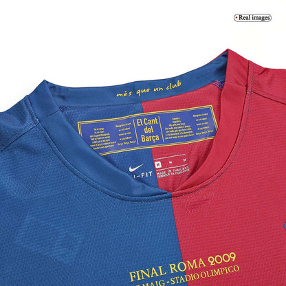 Retro Men's Barcelona UCL UCL Final 2008/09 Home Long Sleeve Soccer Jersey