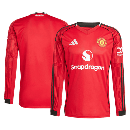 Men's Manchester United 2025/26 Home Long Sleeve Soccer Jersey