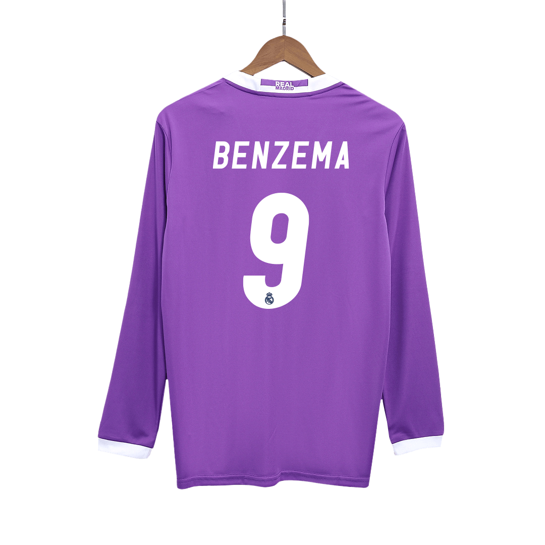 Real Madrid 2016/17 Retro Long Sleeve Away Soccer Jersey - BENZEMA #9