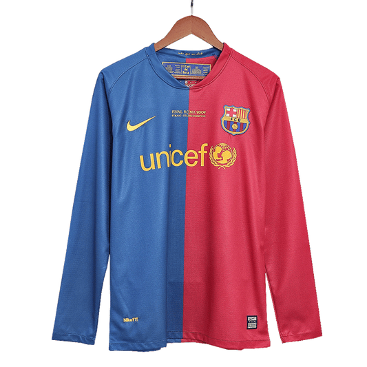 Barcelona 2008/09 Retro Long Sleeve Home Soccer Jersey – UCL Final