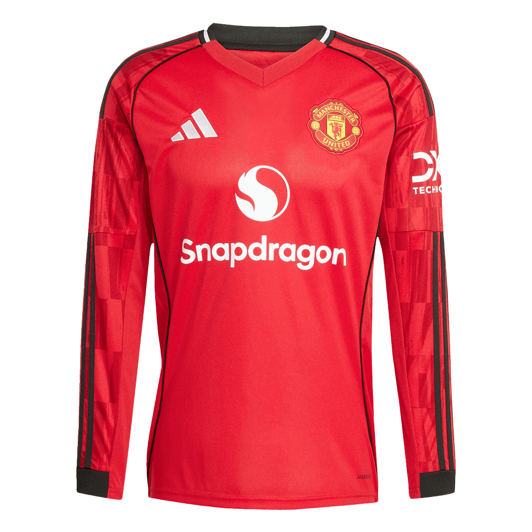 Men's Manchester United 2025/26 Home Long Sleeve Soccer Jersey