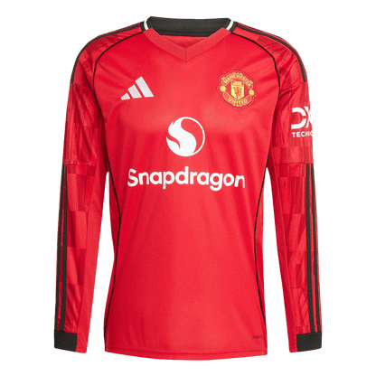 Men's Manchester United 2025/26 Home Long Sleeve Soccer Jersey