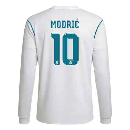 Retro MODRIĆ #10 Men's Real Madrid 2017/18 Home Long Sleeve Soccer Jersey