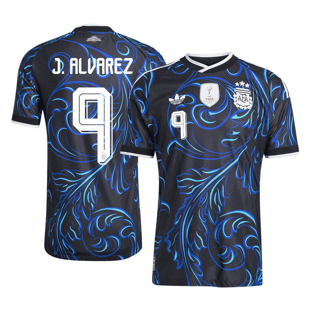 Argentina World Cup 2026 Away Soccer Jersey - J. ALVAREZ #9 (Player Edition)