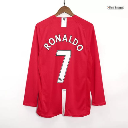 Manchester United 2007/08 Retro Long Sleeve Home Soccer Jersey - RONALDO #7