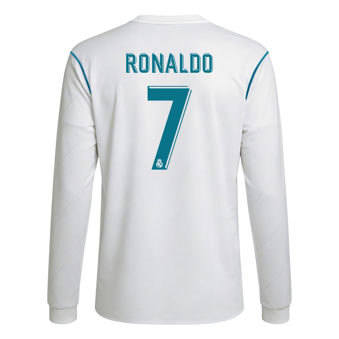 Retro RONALDO #7 Men's Real Madrid 2017/18 Home Long Sleeve Soccer Jersey