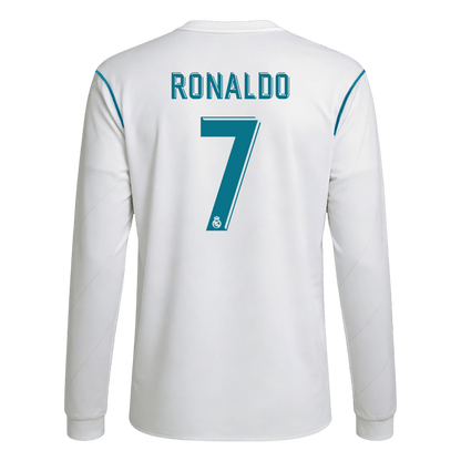 Retro RONALDO #7 Men's Real Madrid 2017/18 Home Long Sleeve Soccer Jersey