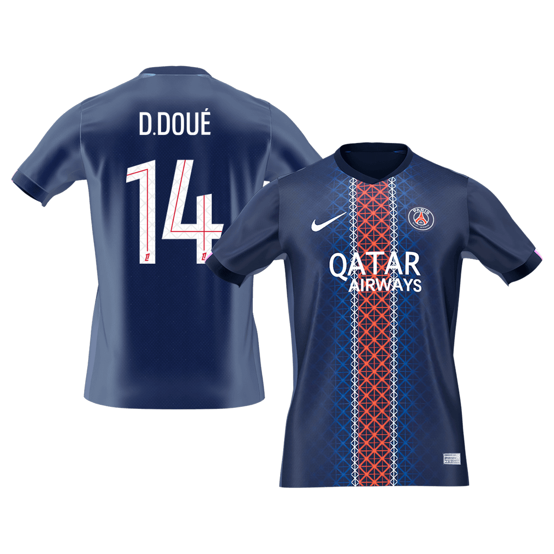 PSG 2025/26 Home Soccer Jersey - D.DOUÉ #14