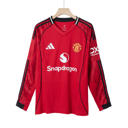 Men's Manchester United 2025/26 Home Long Sleeve Soccer Jersey