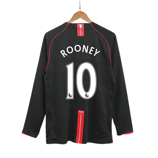Retro ROONEY #10 Men's Manchester United 2007/08 Away Long Sleeve Soccer Jersey