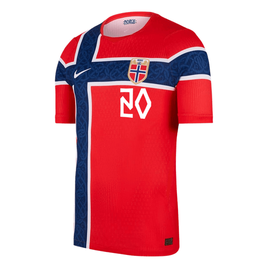 NUSA #20 Men's Norway World Cup 2026 Player Version Home Soccer Jersey - Slim Fit