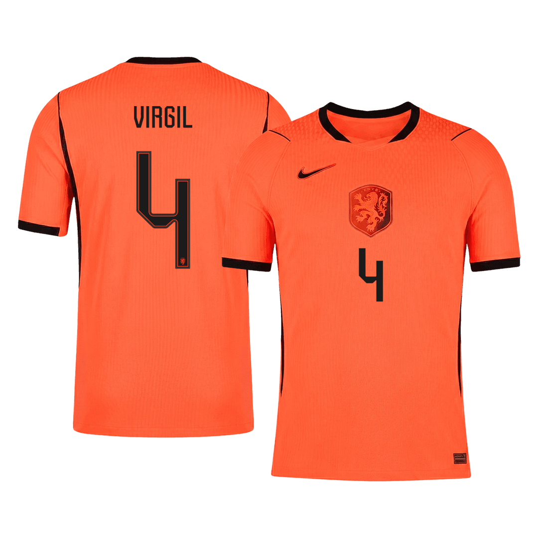 VIRGIL #4 Men's Netherlands World Cup 2026 Player Version Home Soccer Jersey - Slim Fit