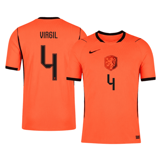 VIRGIL #4 Men's Netherlands World Cup 2026 Player Version Home Soccer Jersey - Slim Fit