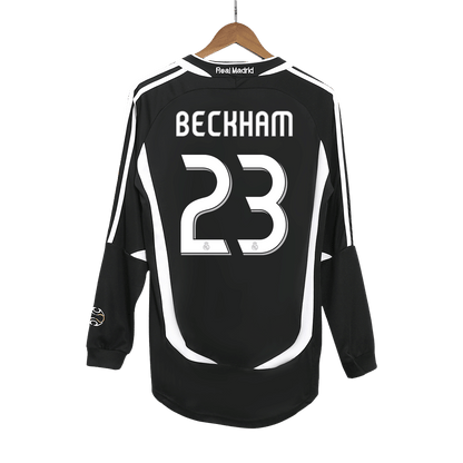 Retro BECKHAM #23 Men's Real Madrid 2006/07 Away Long Sleeve Soccer Jersey