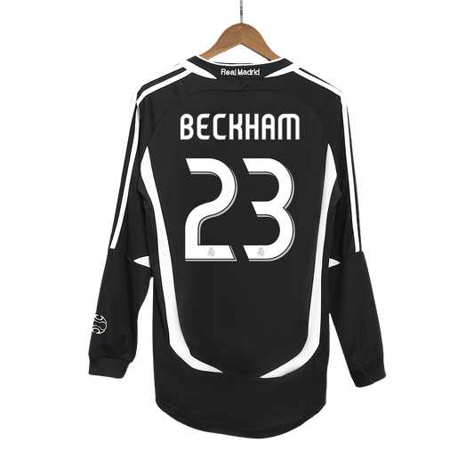 Retro BECKHAM #23 Men's Real Madrid 2006/07 Away Long Sleeve Soccer Jersey