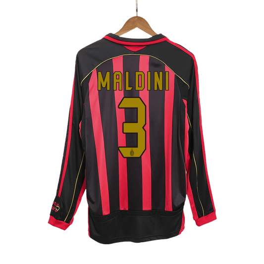 AC Milan 2006/07 Retro Long Sleeve Home Soccer Jersey - MALDINI #3