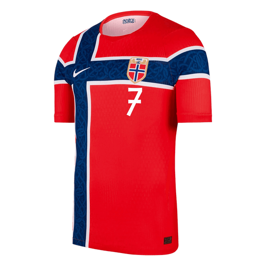 SØRLOTH #7 Men's Norway World Cup 2026 Player Version Home Soccer Jersey - Slim Fit