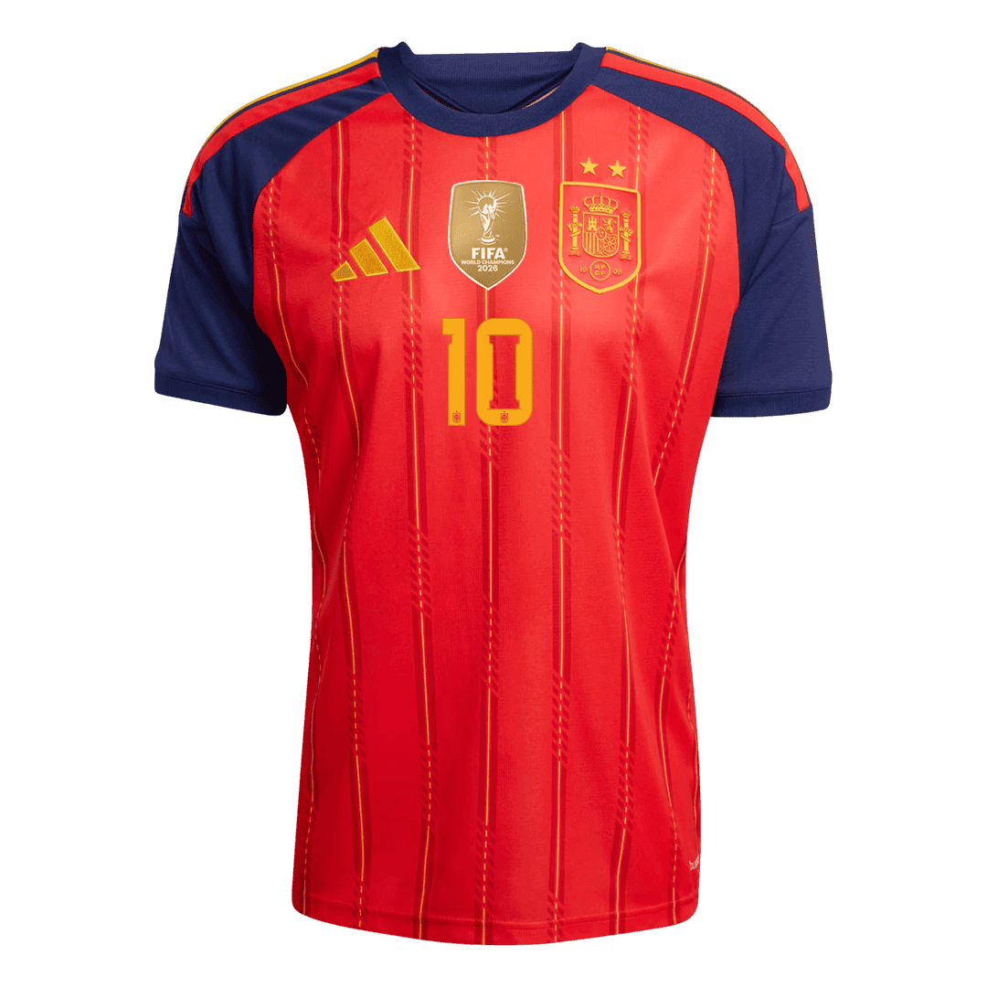 OLMO #10 Men's Spain World Cup 2026 Champion Edition Home Soccer Jersey