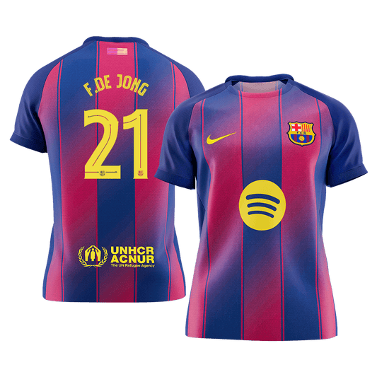 Barcelona 2025/26 Home Soccer Jersey - F.DE JONG #21 – UCL
