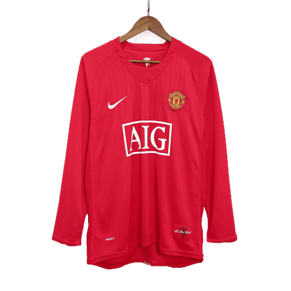 Retro Men's Manchester United 2007/08 Home Long Sleeve Soccer Jersey
