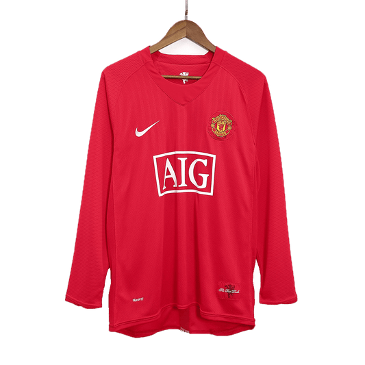 Retro Men's Manchester United 2007/08 Home Long Sleeve Soccer Jersey