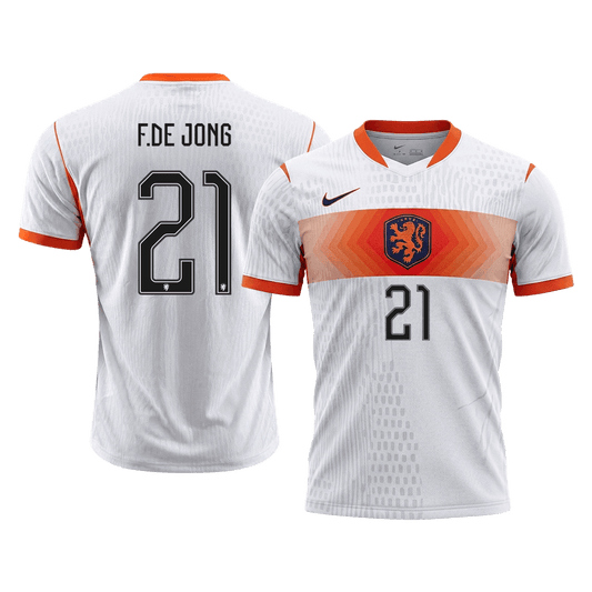 F.DE JONG #21 Men's Netherlands World Cup 2026 Player Version Away Soccer Jersey - Slim Fit