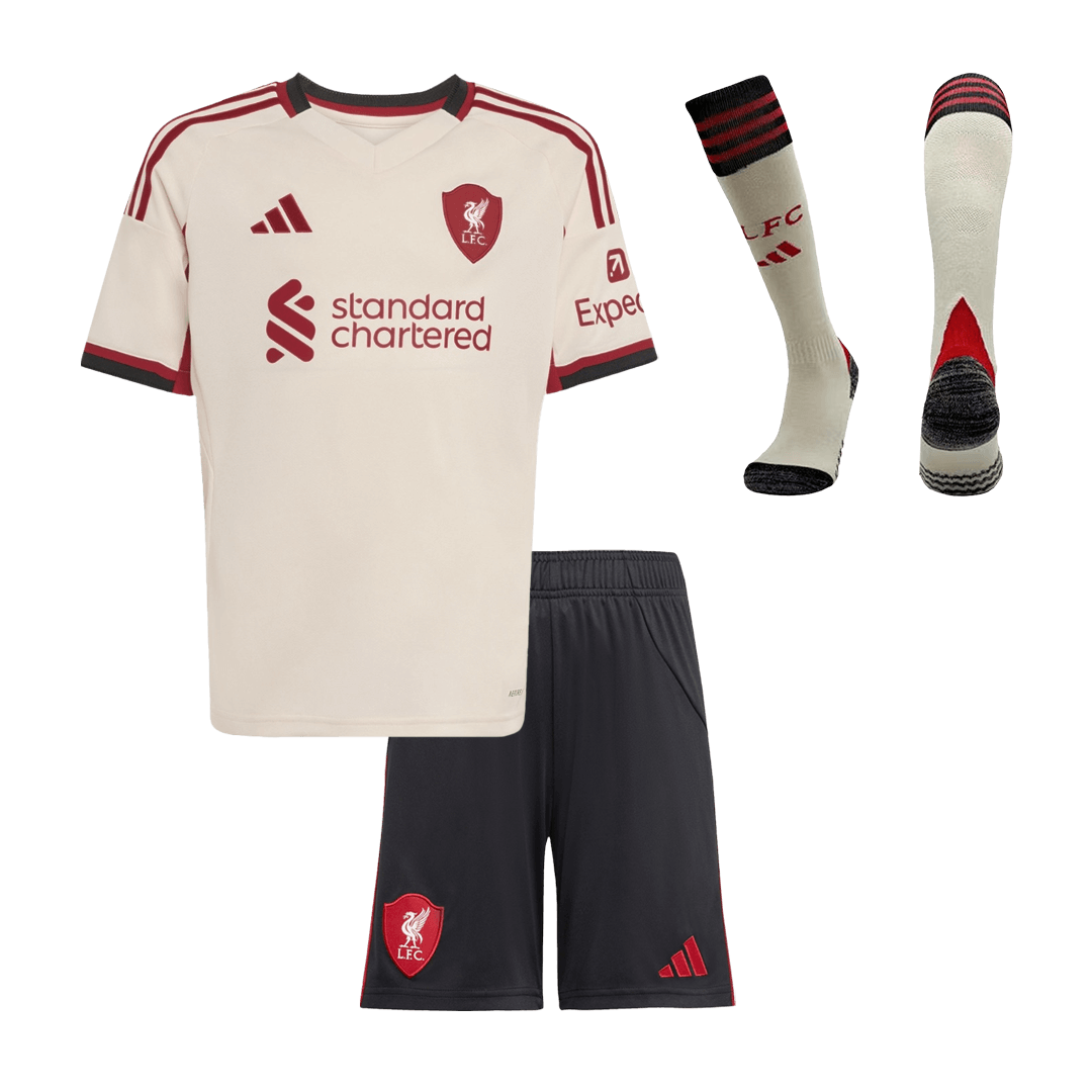 Kid's Liverpool 2025/26 Away Soccer Jersey Full Kit