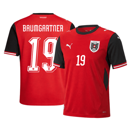 BAUMGARTNER #19 Men's Austria World Cup 2026 Home Soccer Jersey