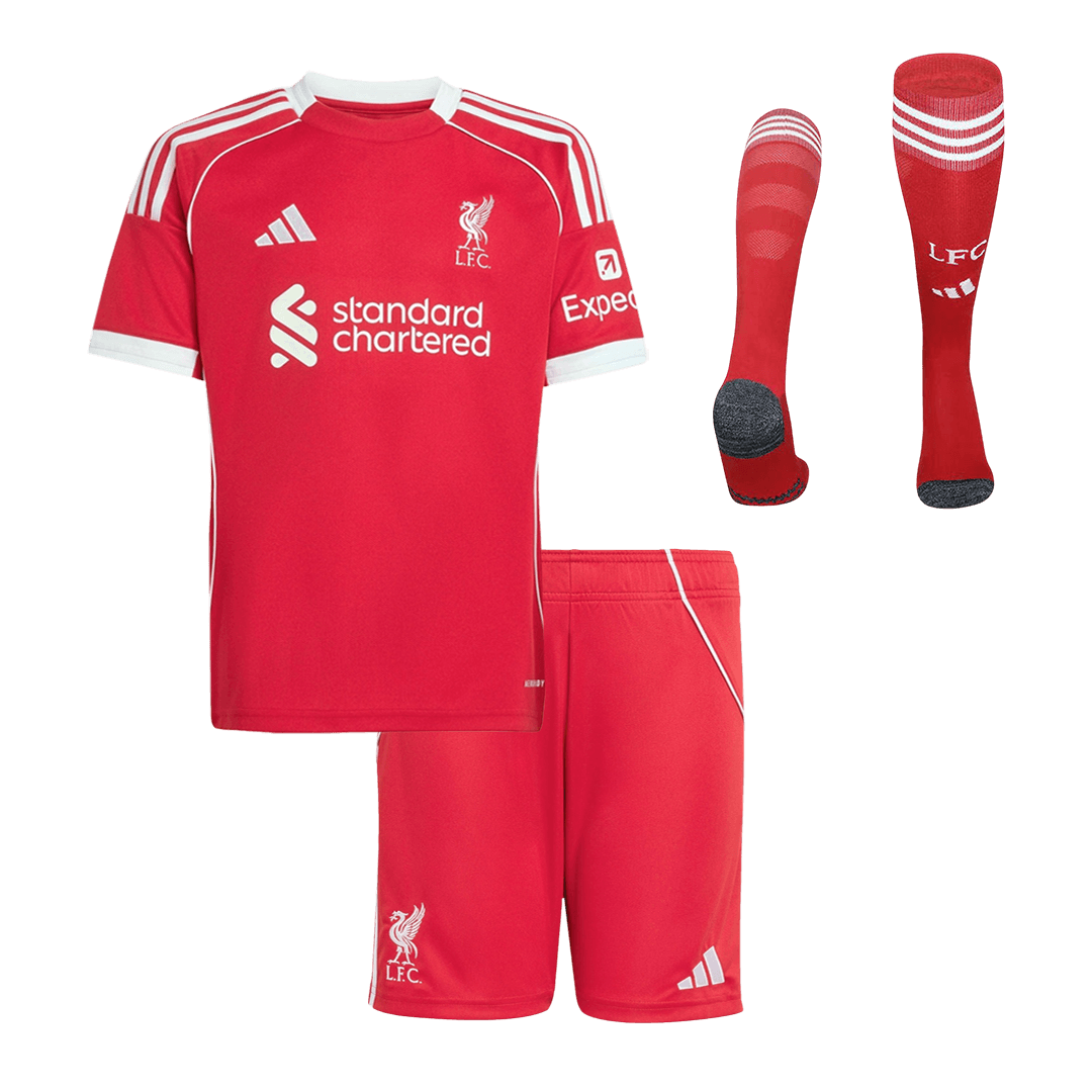 Kid's Liverpool 2025/26 Home Soccer Jersey Full Kit