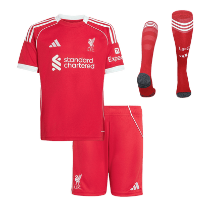 Kid's Liverpool 2025/26 Home Soccer Jersey Full Kit