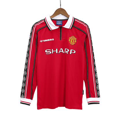 Retro Men's Manchester United 1998/99 Home Long Sleeve Soccer Jersey
