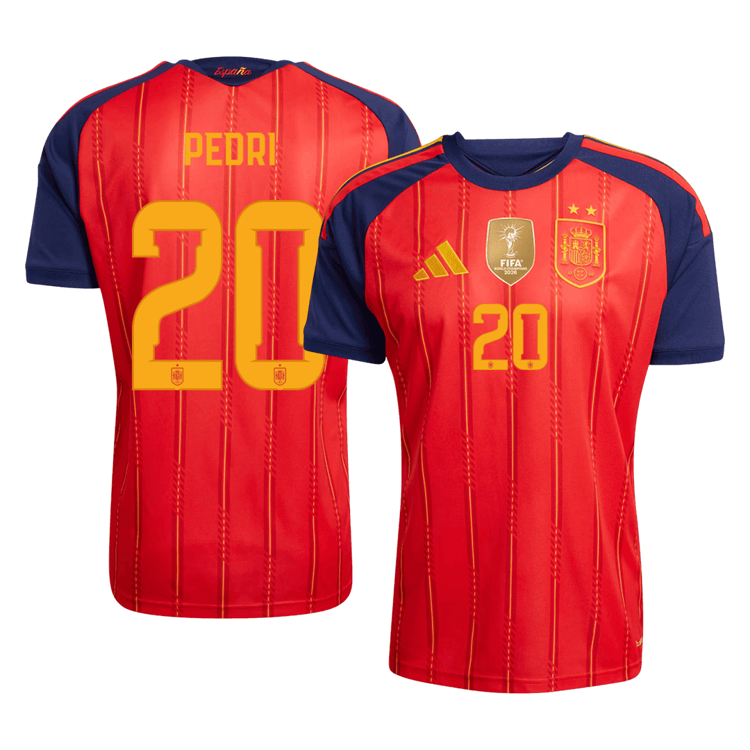 PEDRI #20 Men's Spain World Cup 2026 Champion Edition Home Soccer Jersey