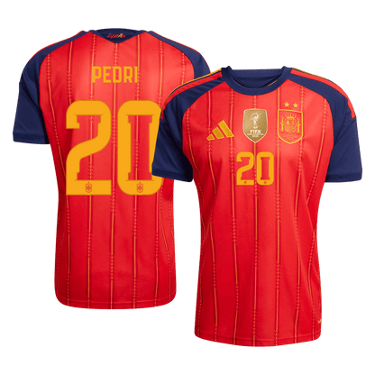 PEDRI #20 Men's Spain World Cup 2026 Champion Edition Home Soccer Jersey