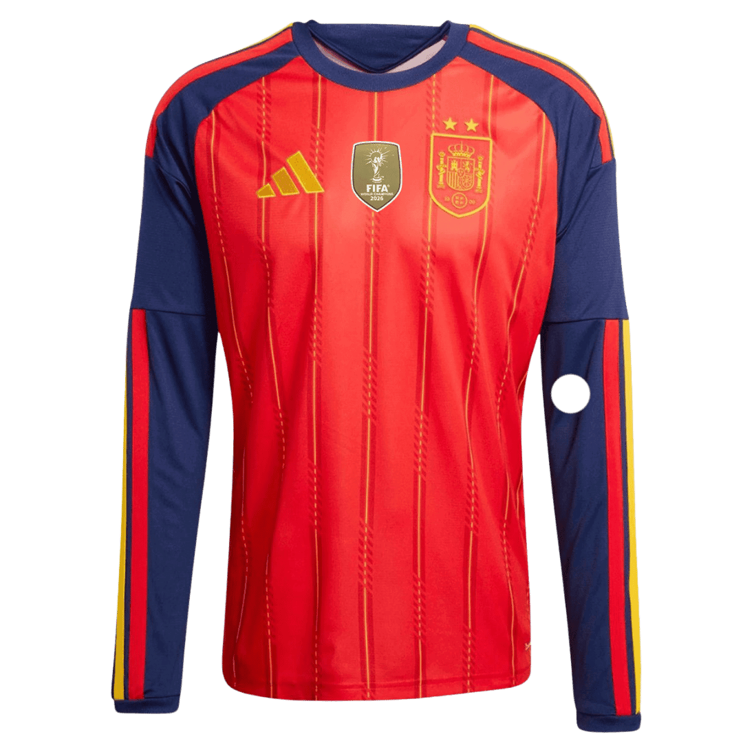 Men's Spain World Cup 2026 Home Long Sleeve Soccer Jersey