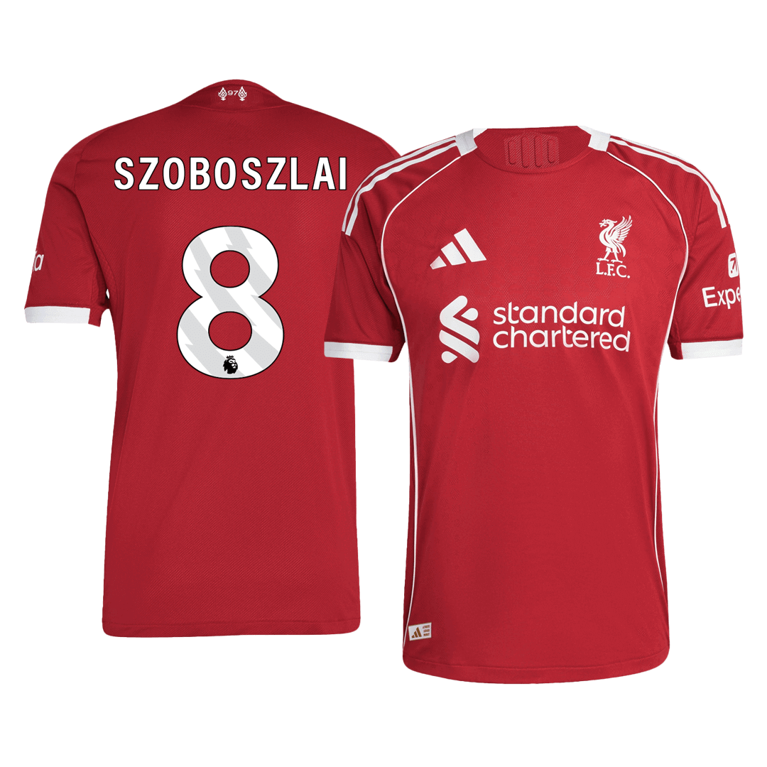 SZOBOSZLAI #8 Men's Liverpool 2025/26 Player Version Home Soccer Jersey - Slim Fit