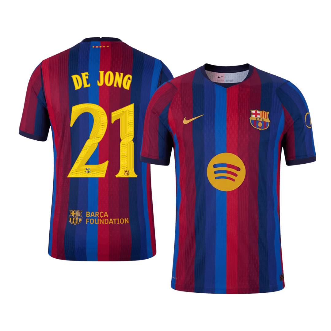 Barcelona 2026/27 Home Soccer Jersey - DE JONG #21 – UCL (Player Edition)