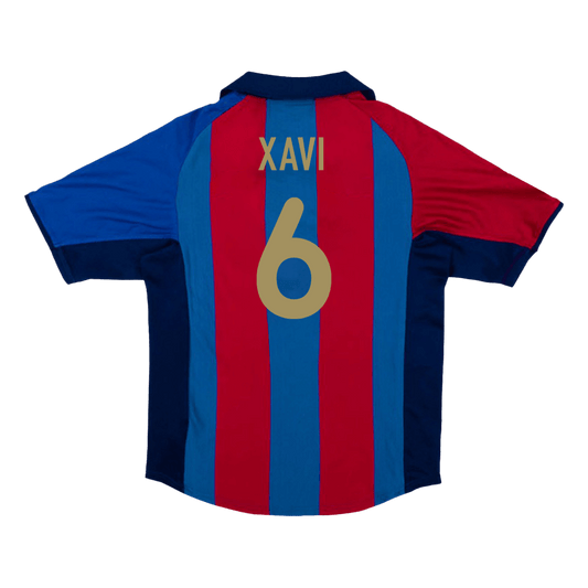 Retro XAVI #6 Men's Barcelona 2001/02 Home Soccer Jersey