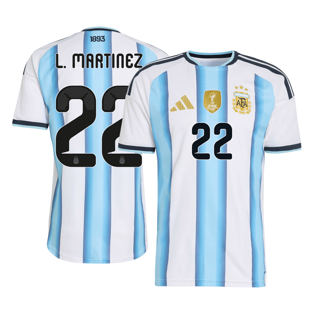 Argentina World Cup 2026 Home Soccer Jersey - L. MARTINEZ #22 (Player Edition)