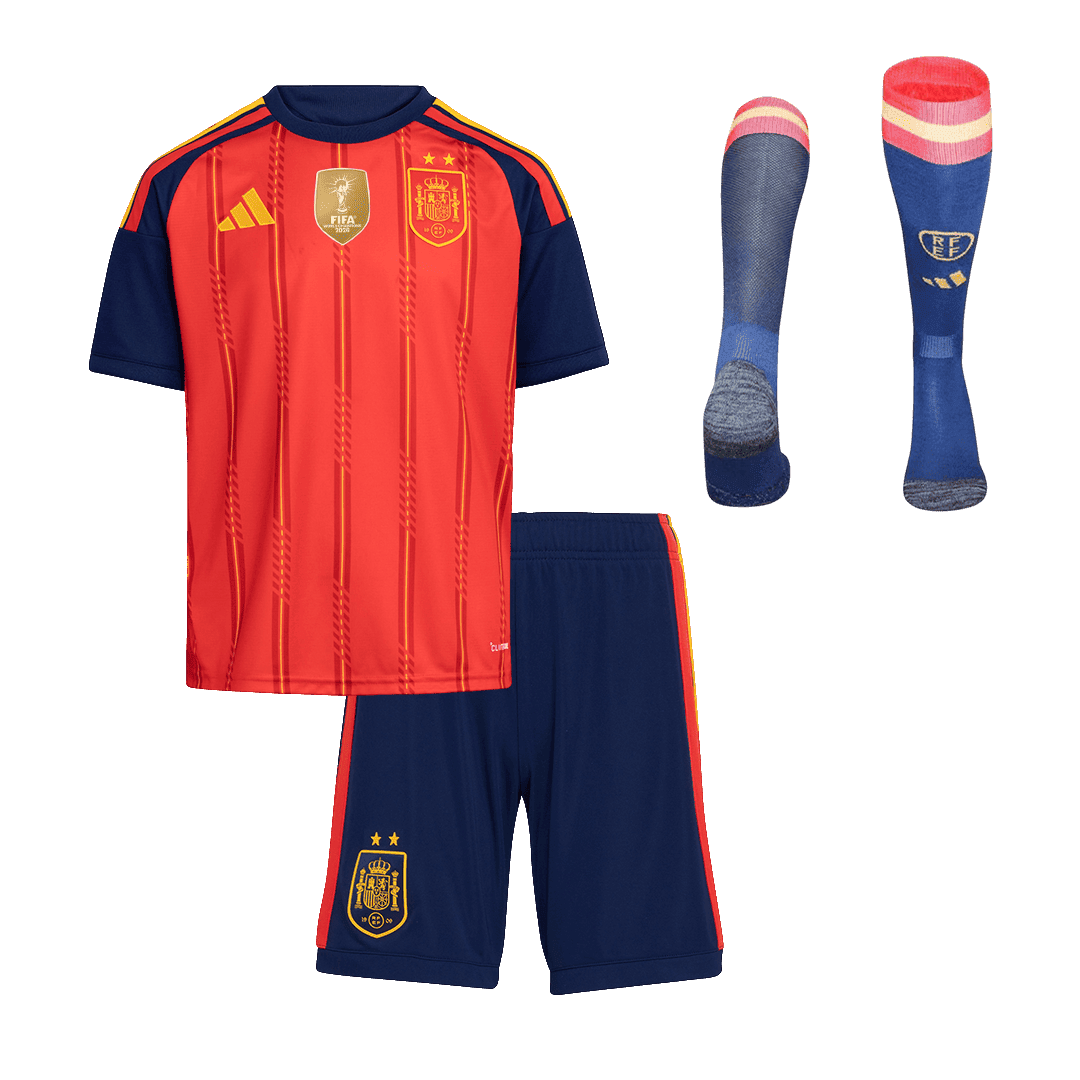 Kid's Spain World Cup 2026 Champion Edition Home Soccer Jersey Full Kit