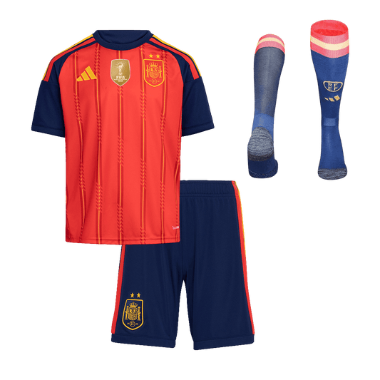 Kid's Spain World Cup 2026 Champion Edition Home Soccer Jersey Full Kit
